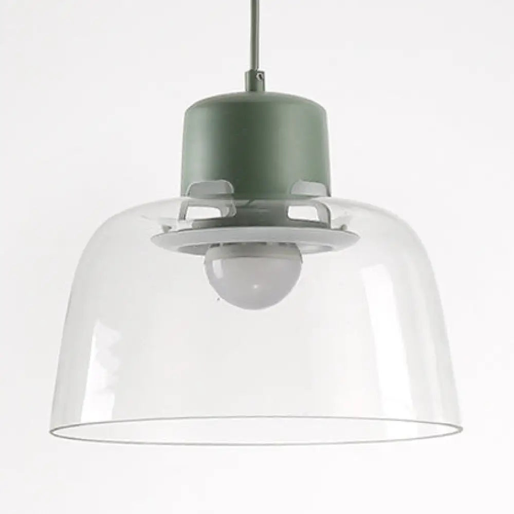 Modern Grey/Blue/Green Glass Pendant Light - 1-Light Ceiling Lamp Fixture Green