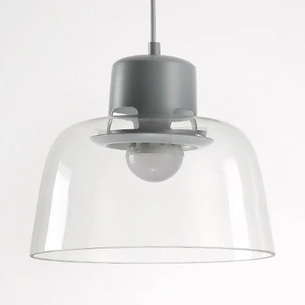 Modern Grey/Blue/Green Glass Pendant Light - 1-Light Ceiling Lamp Fixture Grey