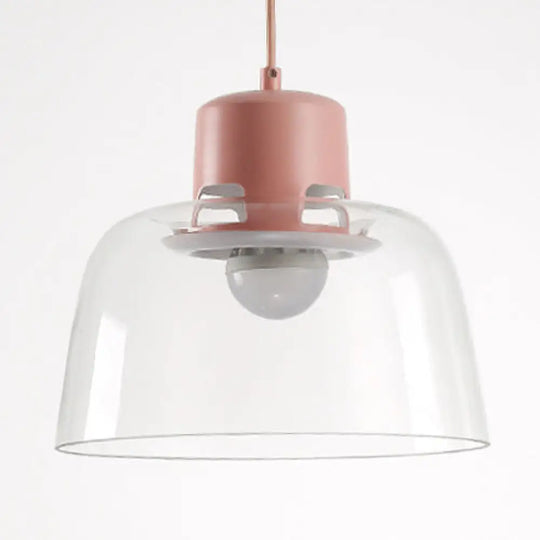 Modern Grey/Blue/Green Glass Pendant Light - 1-Light Ceiling Lamp Fixture Pink