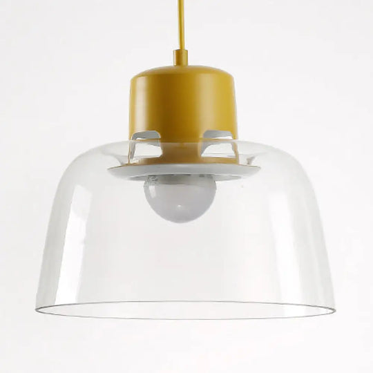 Modern Grey/Blue/Green Glass Pendant Light - 1-Light Ceiling Lamp Fixture Yellow