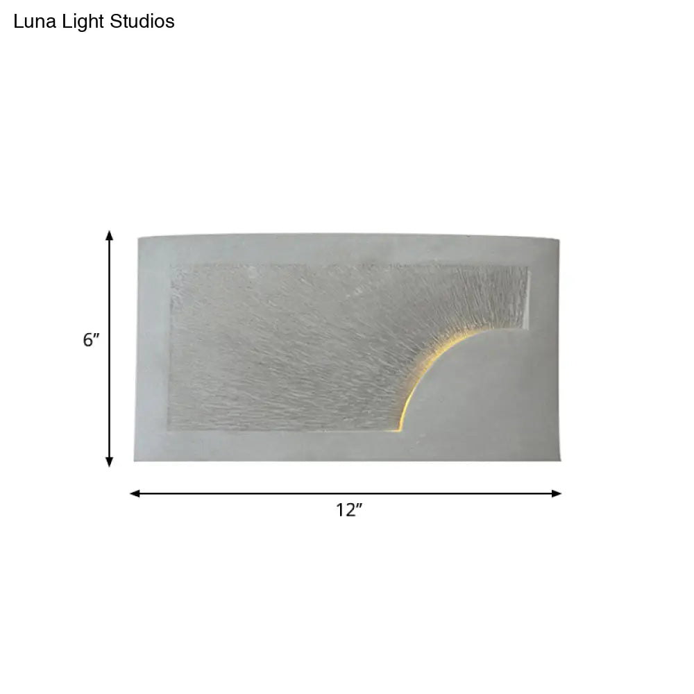 Modern Grey Cement Wall Light For Bedside - Rectangle Mount Fixture