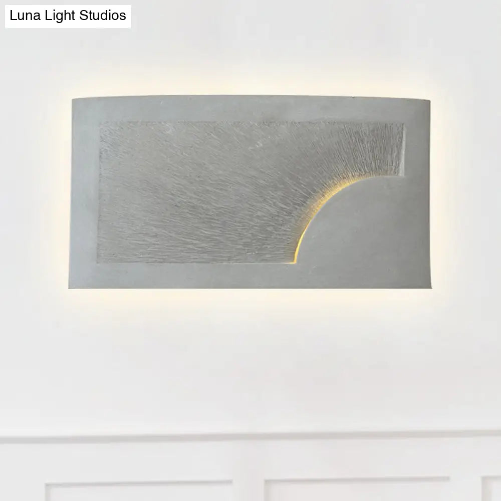 Modern Grey Cement Wall Light For Bedside - Rectangle Mount Fixture