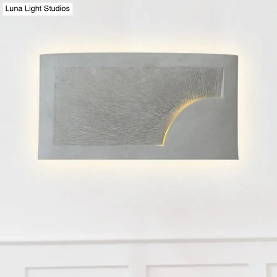 Modern Grey Cement Wall Light For Bedside - Rectangle Mount Fixture