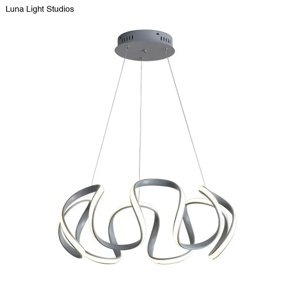 Modern Grey Dining Room Chandelier: 3/5/6 Lights With Wave Acrylic Shade Ceiling Pendant Light In