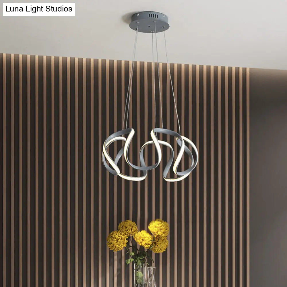 Modern Grey Dining Room Chandelier: 3/5/6 Lights With Wave Acrylic Shade Ceiling Pendant Light In