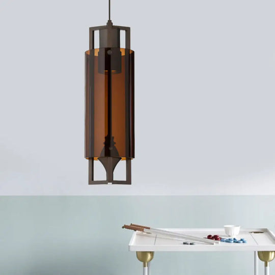 Modern Grey/Clear/Tan Glass 1-Light Dining Table Suspension Light With Nickel Frame Grey