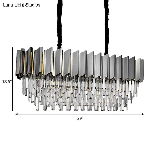 Modern Grey Crystal Pendant Chandelier With 10 Lights - 39 Wide Perfect For Island Ceiling