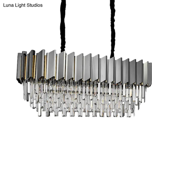 Modern Grey Crystal Pendant Chandelier With 10 Lights - 39 Wide Perfect For Island Ceiling