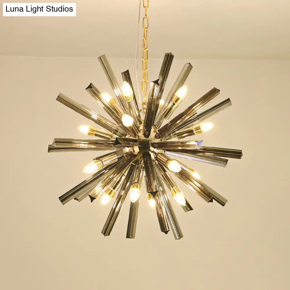 Modern Grey Crystal Starburst Chandelier Pendant Light - 9/16 Lights Hanging Ceiling Fixture For