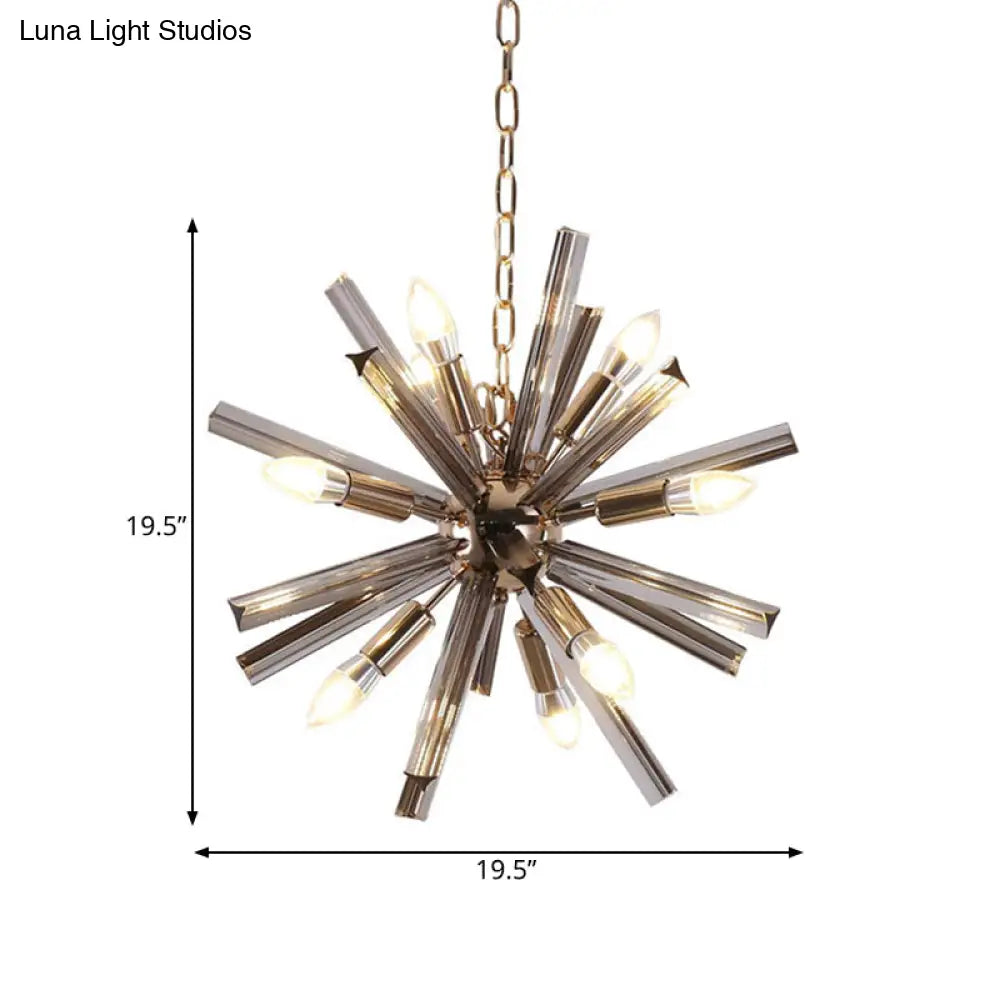 Modern Grey Crystal Starburst Chandelier Pendant Light - 9/16 Lights Hanging Ceiling Fixture For