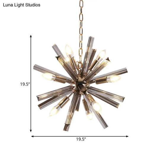 Modern Grey Crystal Starburst Chandelier Pendant Light - 9/16 Lights Hanging Ceiling Fixture For