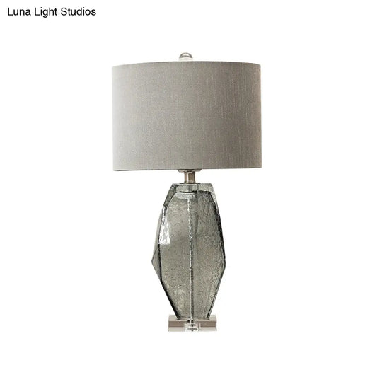 Modern Grey Desk Lamp With Fabric Shade For Dining Room Table