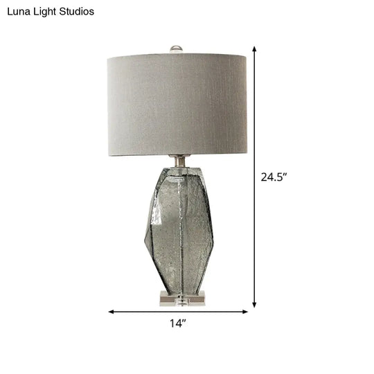 Modern Grey Desk Lamp With Fabric Shade For Dining Room Table