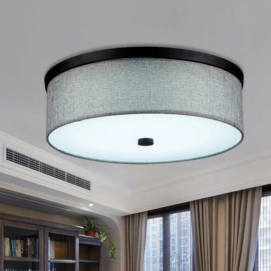Modern Grey Drum Ceiling Mounted Led Flush Mount Lamp 16’/19.5’ Dia / 16’