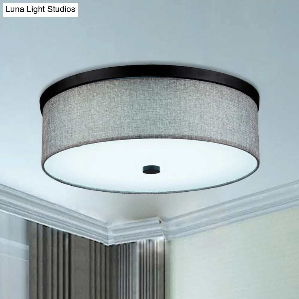 Modern Grey Drum Ceiling Mounted Led Flush Mount Lamp 16’/19.5’ Dia