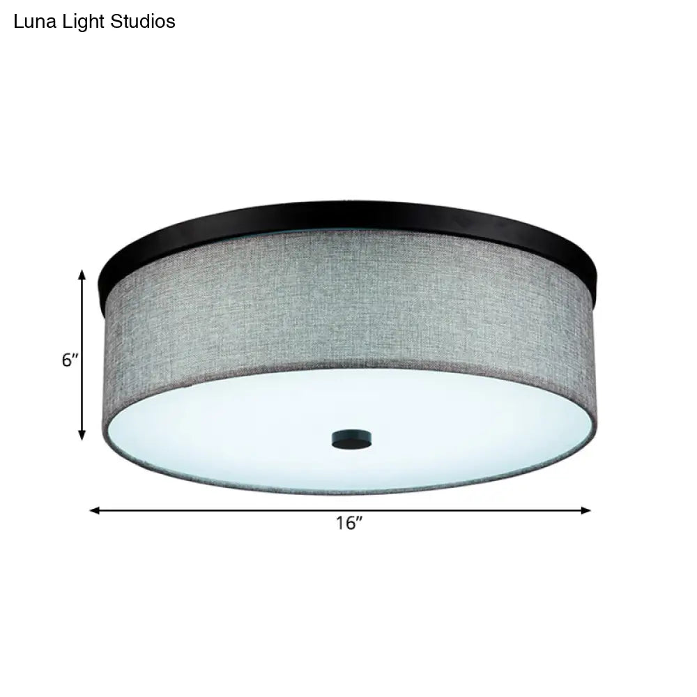 Modern Grey Drum Ceiling Mounted Led Flush Mount Lamp 16’/19.5’ Dia