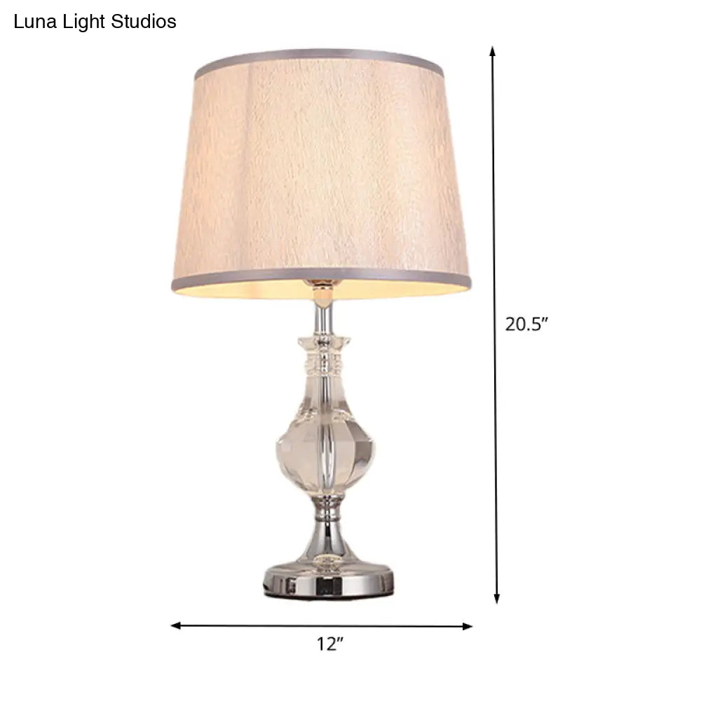 Modern Grey Fabric Task Reading Lamp With Barrel Shade Perfect For Bedroom Lighting