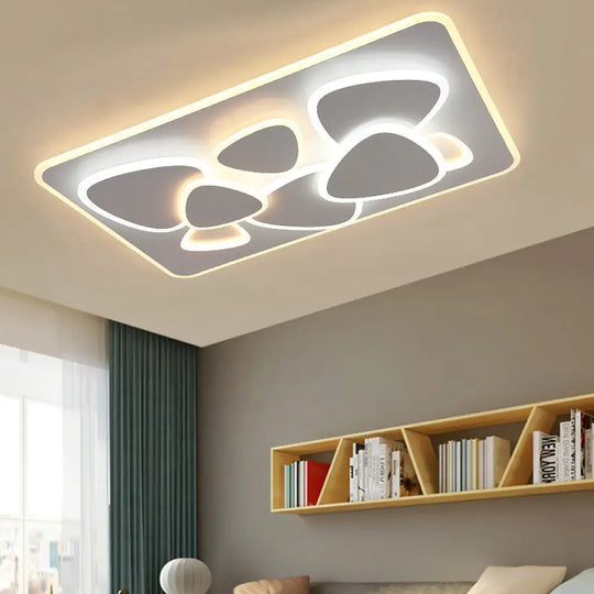 Modern Grey Flush Mount Led Ceiling Light With Overlapping Design In White/Warm - 19.5’/38’