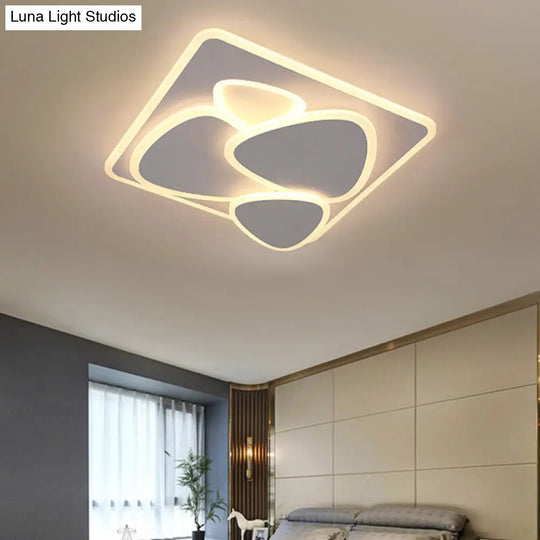 Modern Grey Flush Mount Led Ceiling Light With Overlapping Design In White/Warm - 19.5/38 Wide /