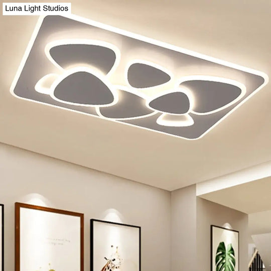 Modern Grey Flush Mount Led Ceiling Light With Overlapping Design In White/Warm - 19.5/38 Wide