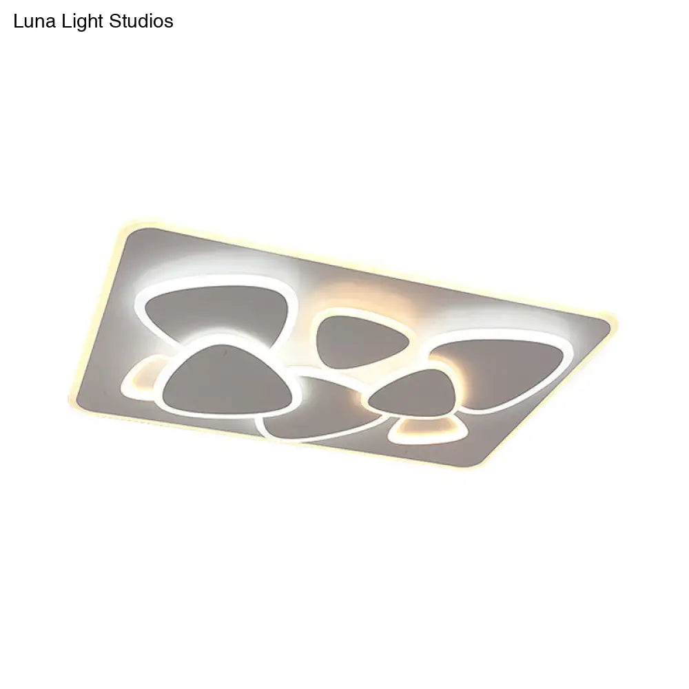 Modern Grey Flush Mount Led Ceiling Light With Overlapping Design In White/Warm - 19.5’/38’ Wide