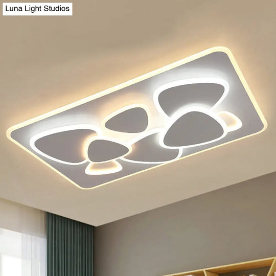 Modern Grey Flush Mount Led Ceiling Light With Overlapping Design In White/Warm - 19.5/38 Wide