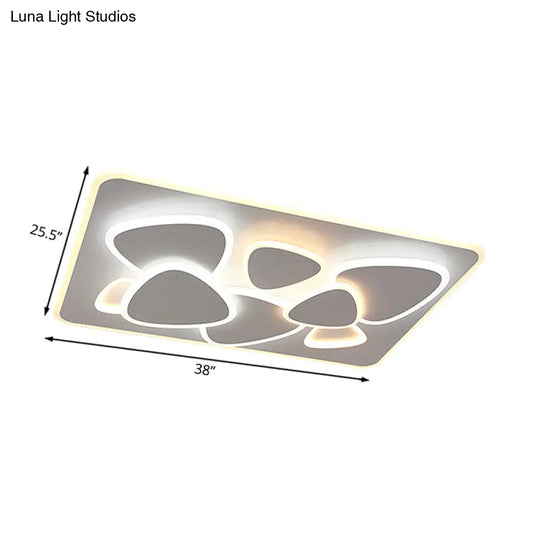 Modern Grey Flush Mount Led Ceiling Light With Overlapping Design In White/Warm - 19.5’/38’ Wide