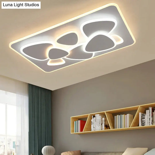 Modern Grey Flush Mount Led Ceiling Light With Overlapping Design In White/Warm - 19.5/38 Wide / 38