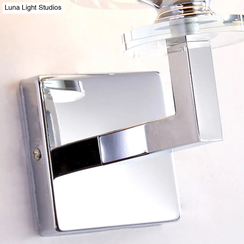 Modern Grey Glass Wall Sconce With Chrome Finish And Optional Switch