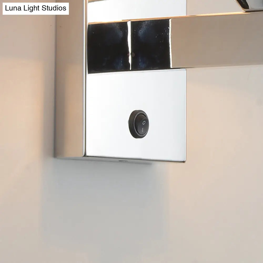 Modern Grey Glass Wall Sconce With Chrome Finish And Optional Switch