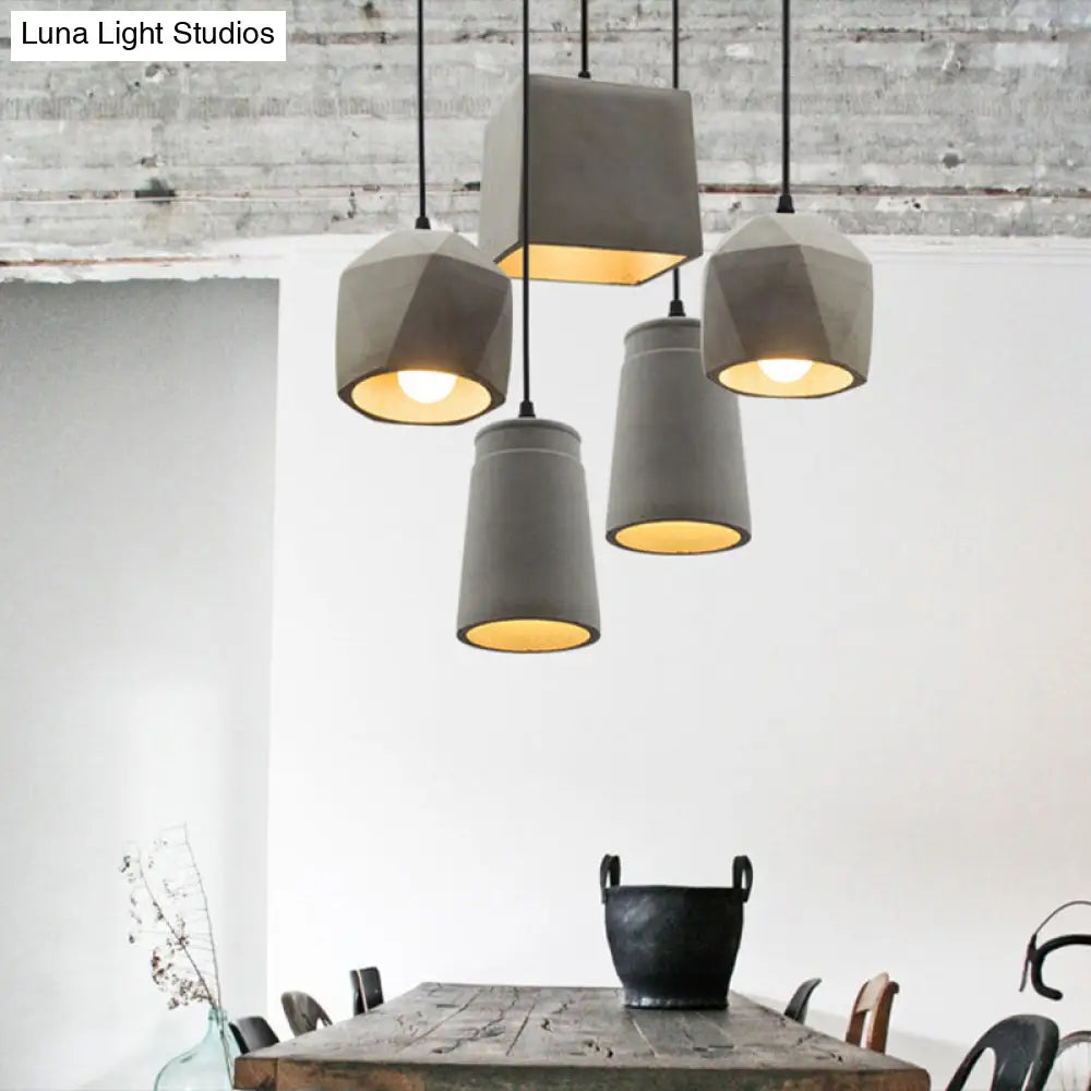 Simplicity 1-Light Cement Hanging Light: Grey Horn Suspended Lighting Fixture - Ideal For