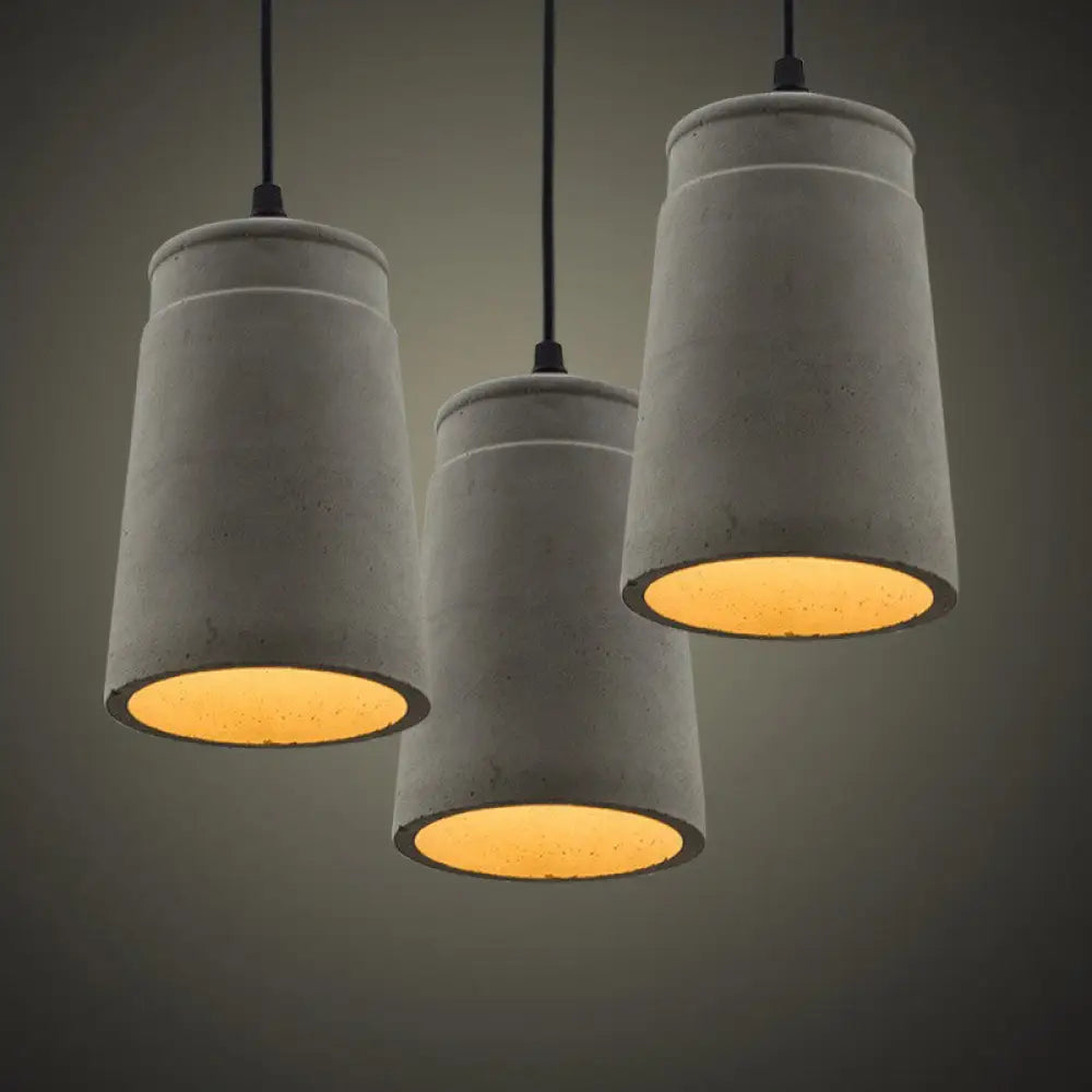 Modern Grey Horn Suspended Lighting Fixture - Simplicity 1-Light Cement Hanging Light For