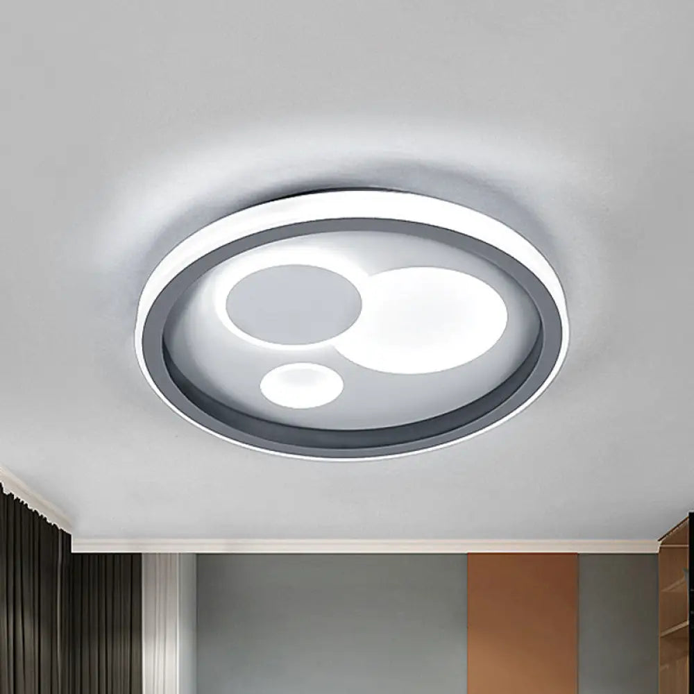 Modern Grey Led Flush Mount Light With Heart Pattern For Bedrooms / Round