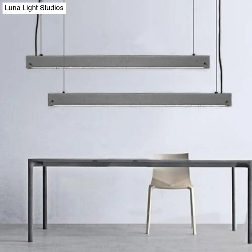 Modern Grey Linear Pendant Light - Simplicity Cement 1 Head Hanging Lamp For Dining Room Ceiling