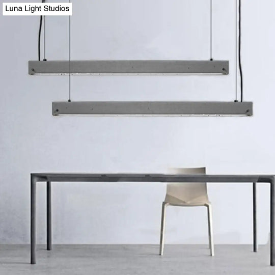 Modern Grey Linear Pendant Light 1 Head Simplicity Cement Dining Room Ceiling Hanging Lamp