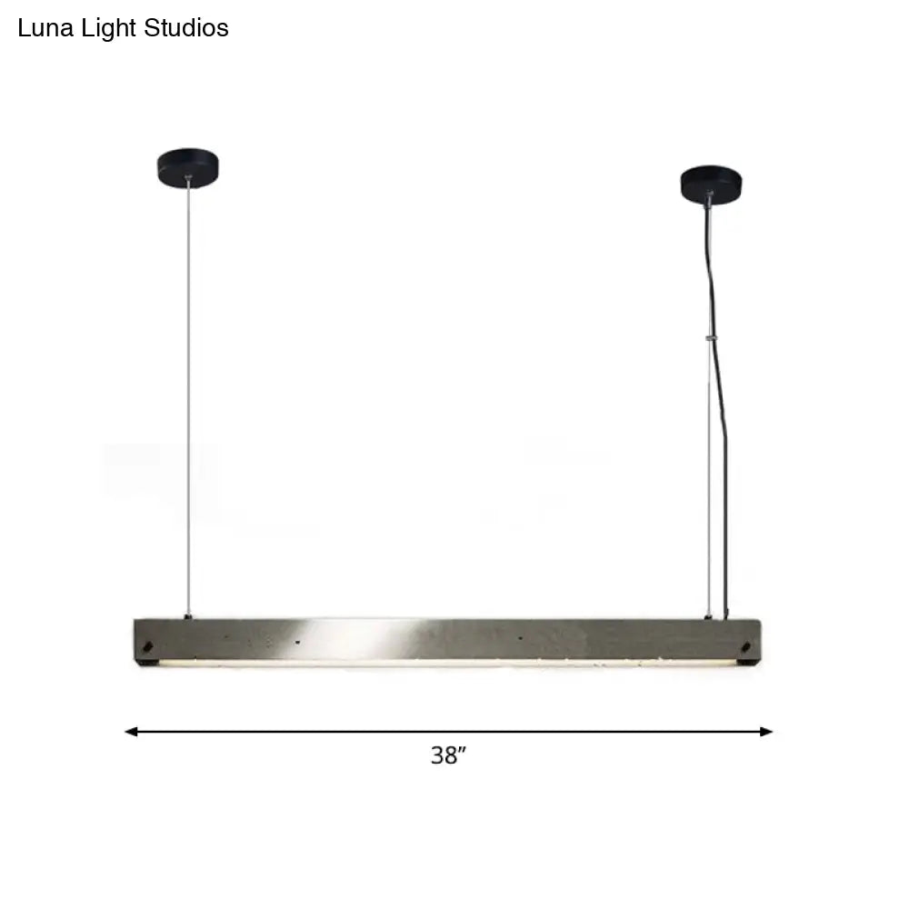 Modern Grey Linear Pendant Light 1 Head Simplicity Cement Dining Room Ceiling Hanging Lamp