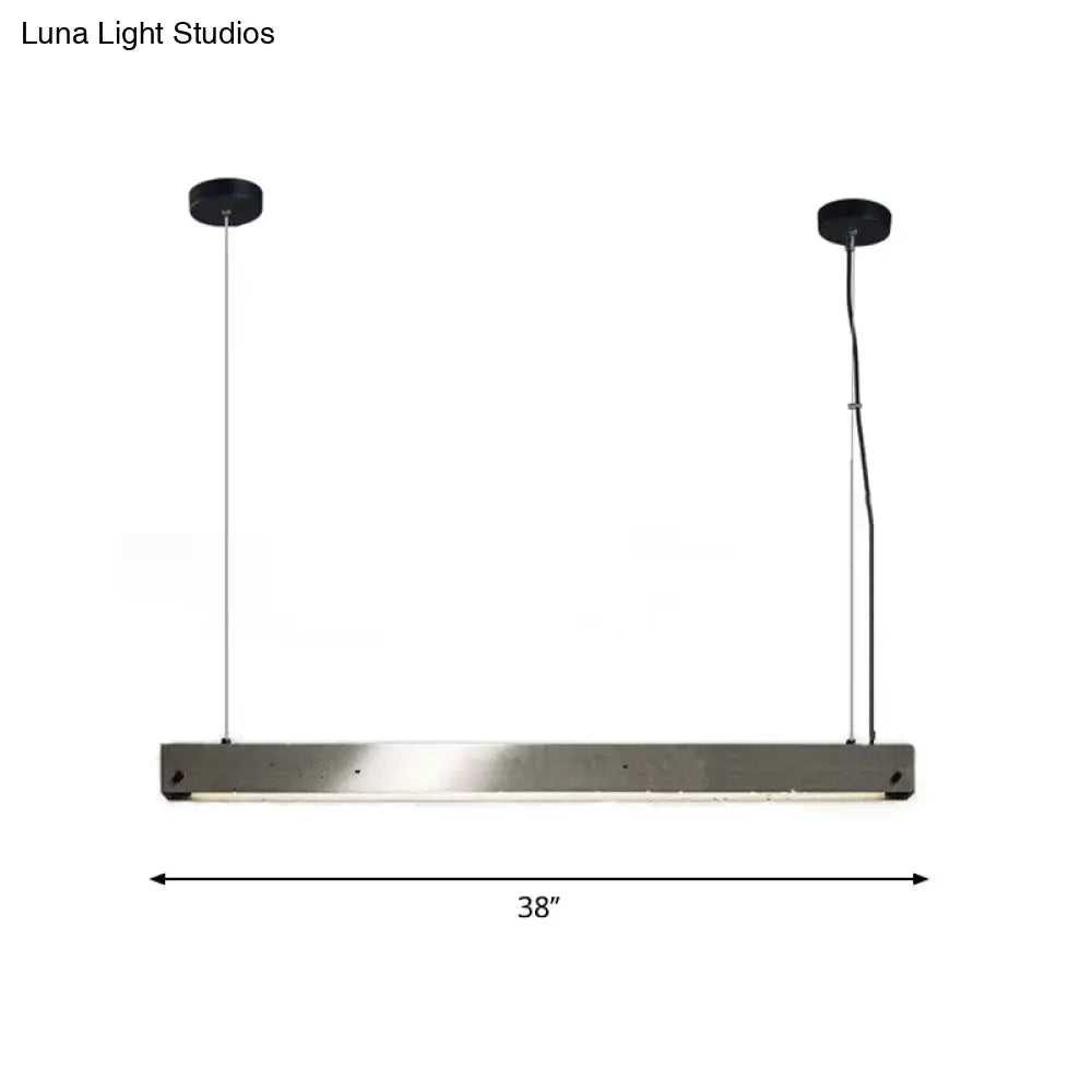 Modern Grey Linear Pendant Light - Simplicity Cement 1 Head Hanging Lamp For Dining Room Ceiling