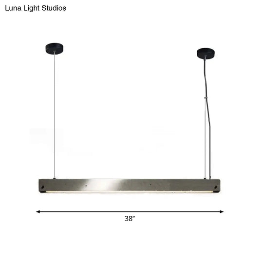 Modern Grey Linear Pendant Light - Simplicity Cement 1 Head Hanging Lamp For Dining Room Ceiling
