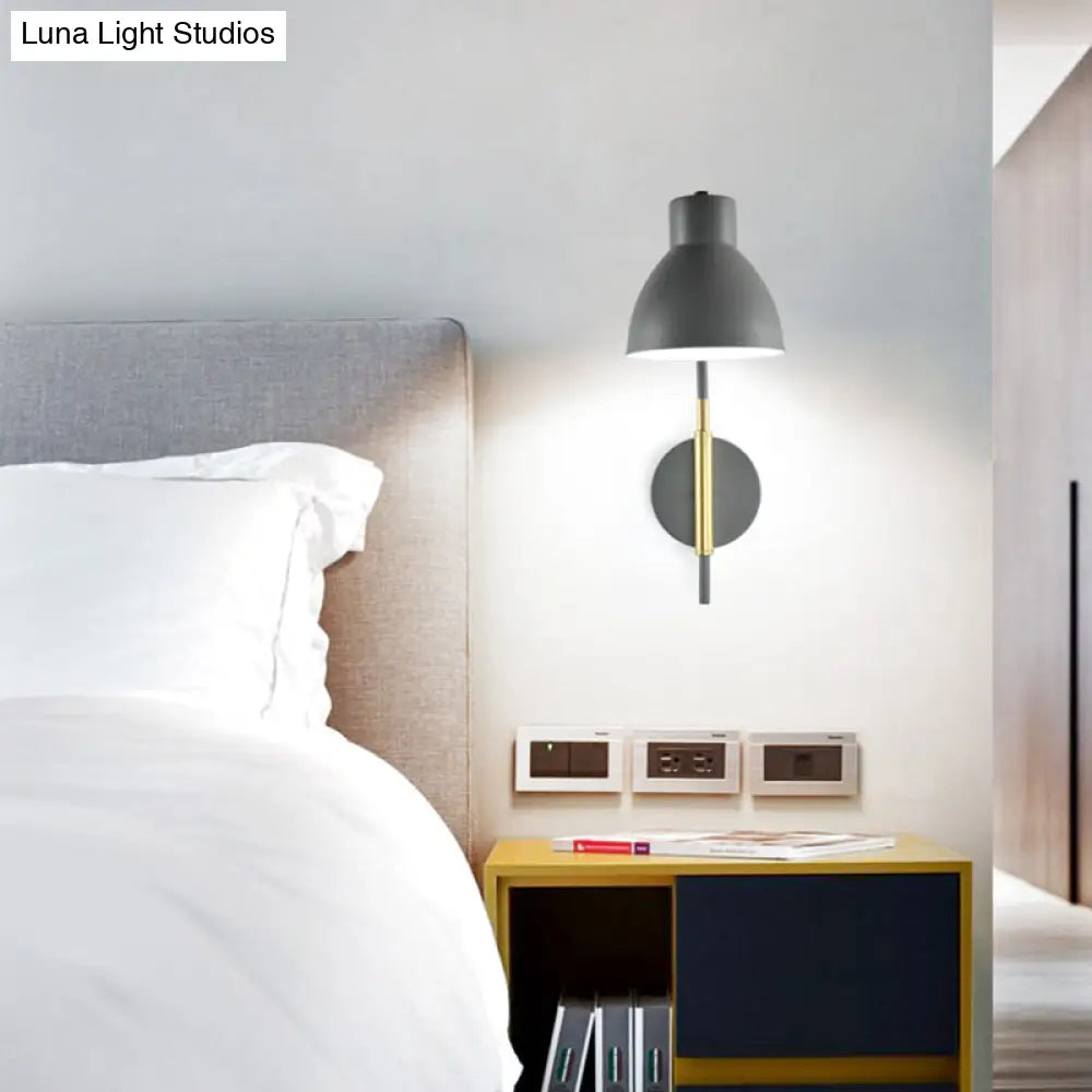 Modern Grey Metal Bowl Wall Lamp With Swing Arm - 1 Head Sconce Light Fixture