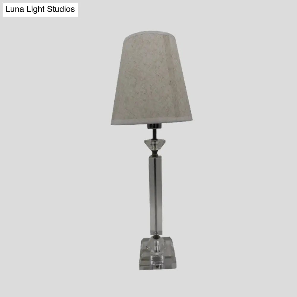 Modern Grey Table Lamp With Hand-Cut Crystal - Small Desk Light