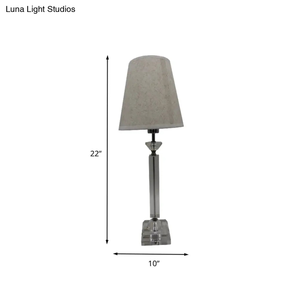 Modern Grey Table Lamp With Hand-Cut Crystal - Small Desk Light