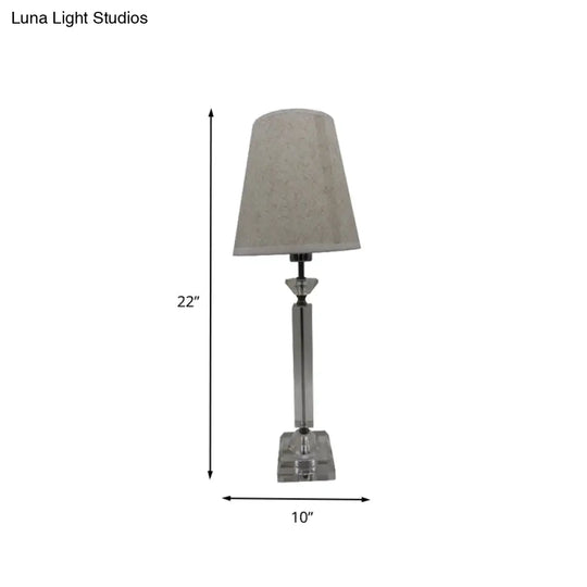 Modern Grey Table Lamp With Hand-Cut Crystal - Small Desk Light