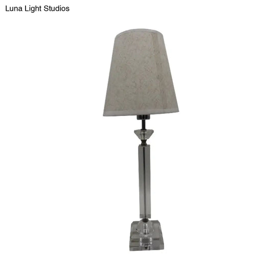 Modern Grey Table Lamp With Hand-Cut Crystal - Small Desk Light