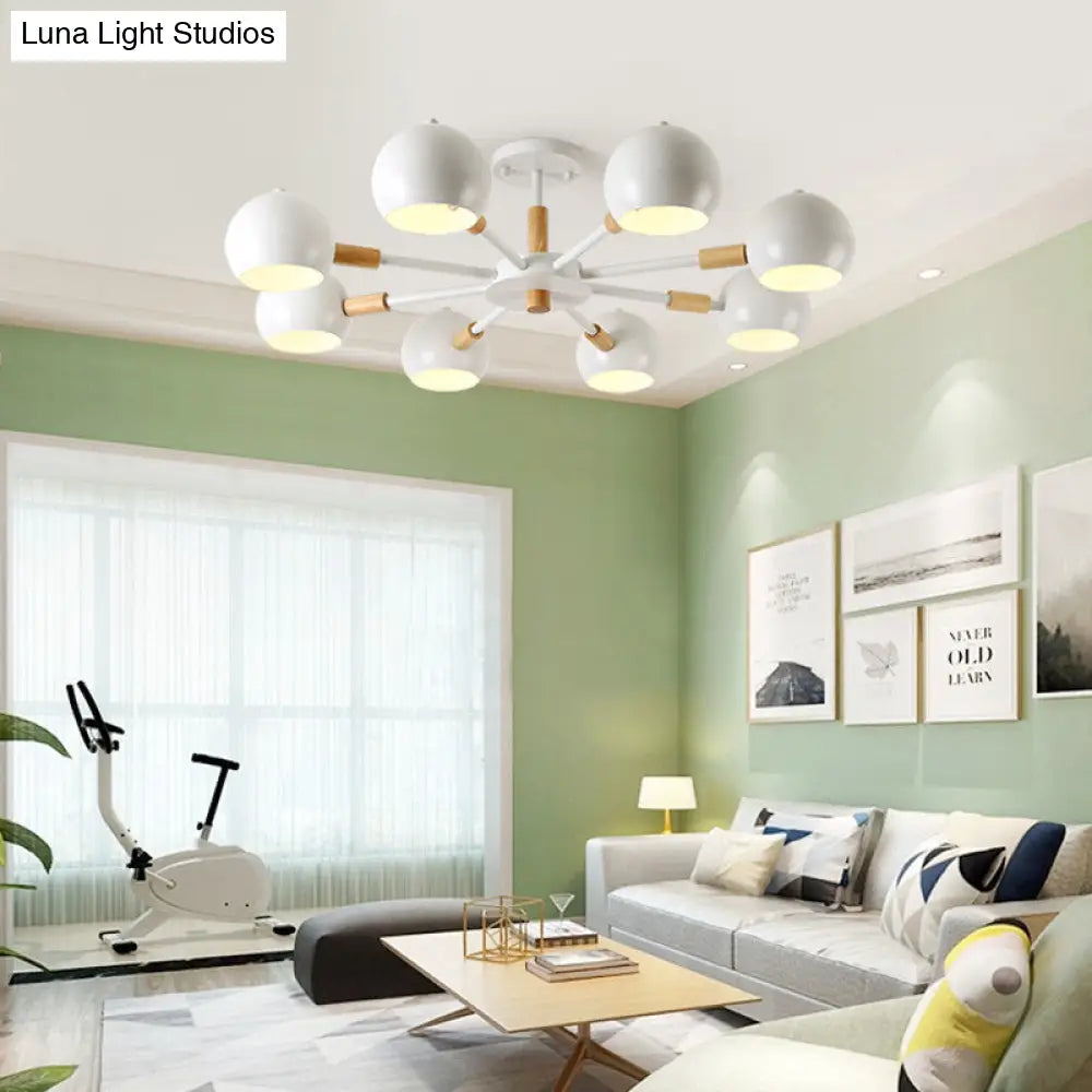 Modern Grey/White Ball Pendant Chandelier - Metal 3/6/8 Heads Hanging Ceiling Light For Living Room