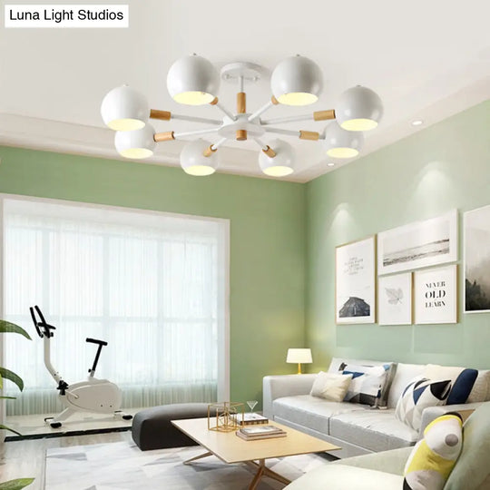 Modern Grey/White Ball Pendant Chandelier - Metal 3/6/8 Heads Hanging Ceiling Light For Living Room