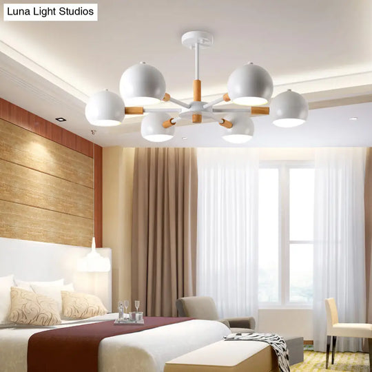 Modern Grey/White Ball Pendant Chandelier - Metal 3/6/8 Heads Hanging Ceiling Light For Living Room