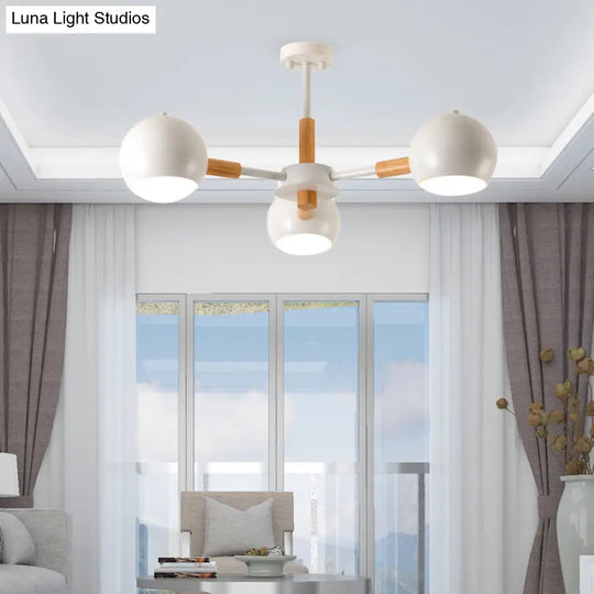 Modern Grey/White Ball Pendant Chandelier - Metal 3/6/8 Heads Hanging Ceiling Light For Living Room