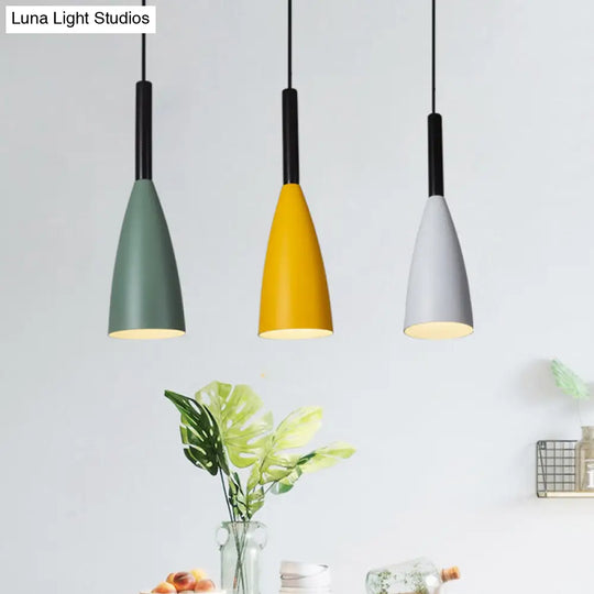 Modern Grey/White/Pink Tapered Pendant Light Fixture For Chic Table Decor