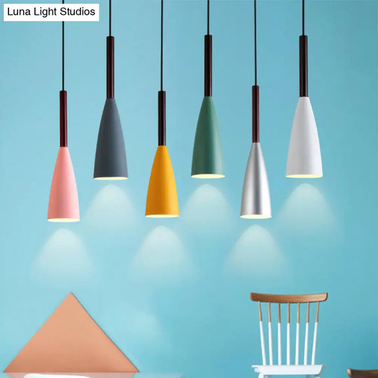 Modern Grey/White/Pink Tapered Pendant Light Fixture For Chic Table Decor