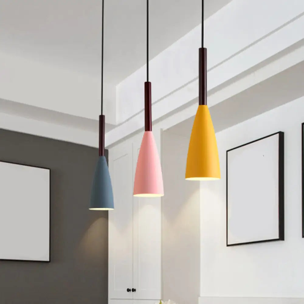 Modern Grey/White/Pink Tapered Pendant Light Fixture For Chic Table Decor Pink